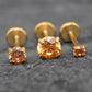Champagne Stone Threadless Stud Earring • Surgical Steel Stud Earring • Tragus Piercing Stud • Flat Back Stud • Forward Helix Cartilage Stud