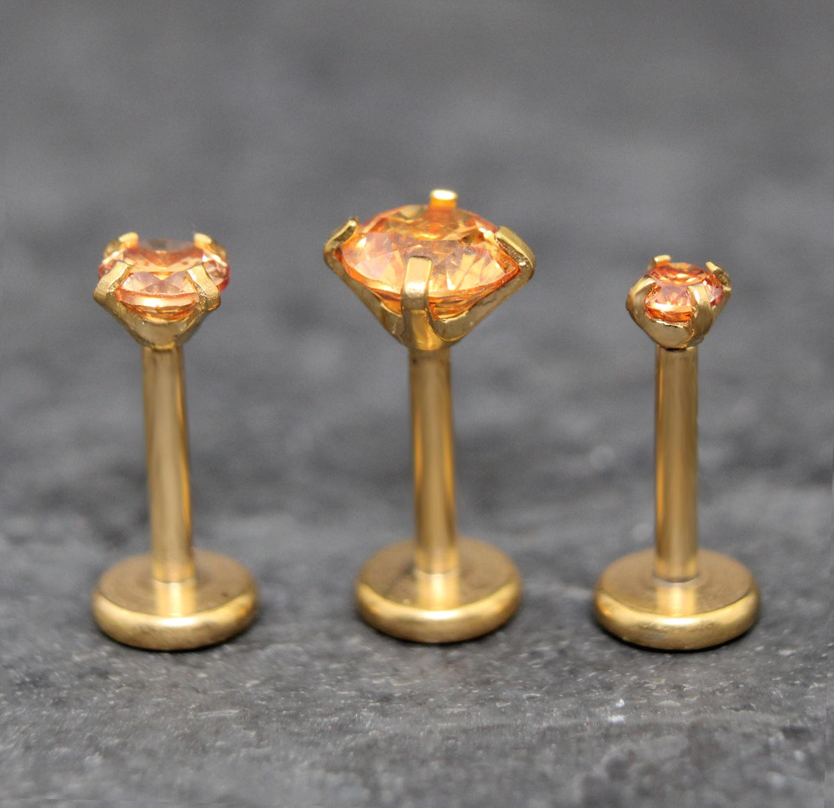 Champagne Stone Threadless Stud Earring • Surgical Steel Stud Earring • Tragus Piercing Stud • Flat Back Stud • Forward Helix Cartilage Stud