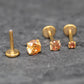 Champagne Stone Threadless Stud Earring • Surgical Steel Stud Earring • Tragus Piercing Stud • Flat Back Stud • Forward Helix Cartilage Stud