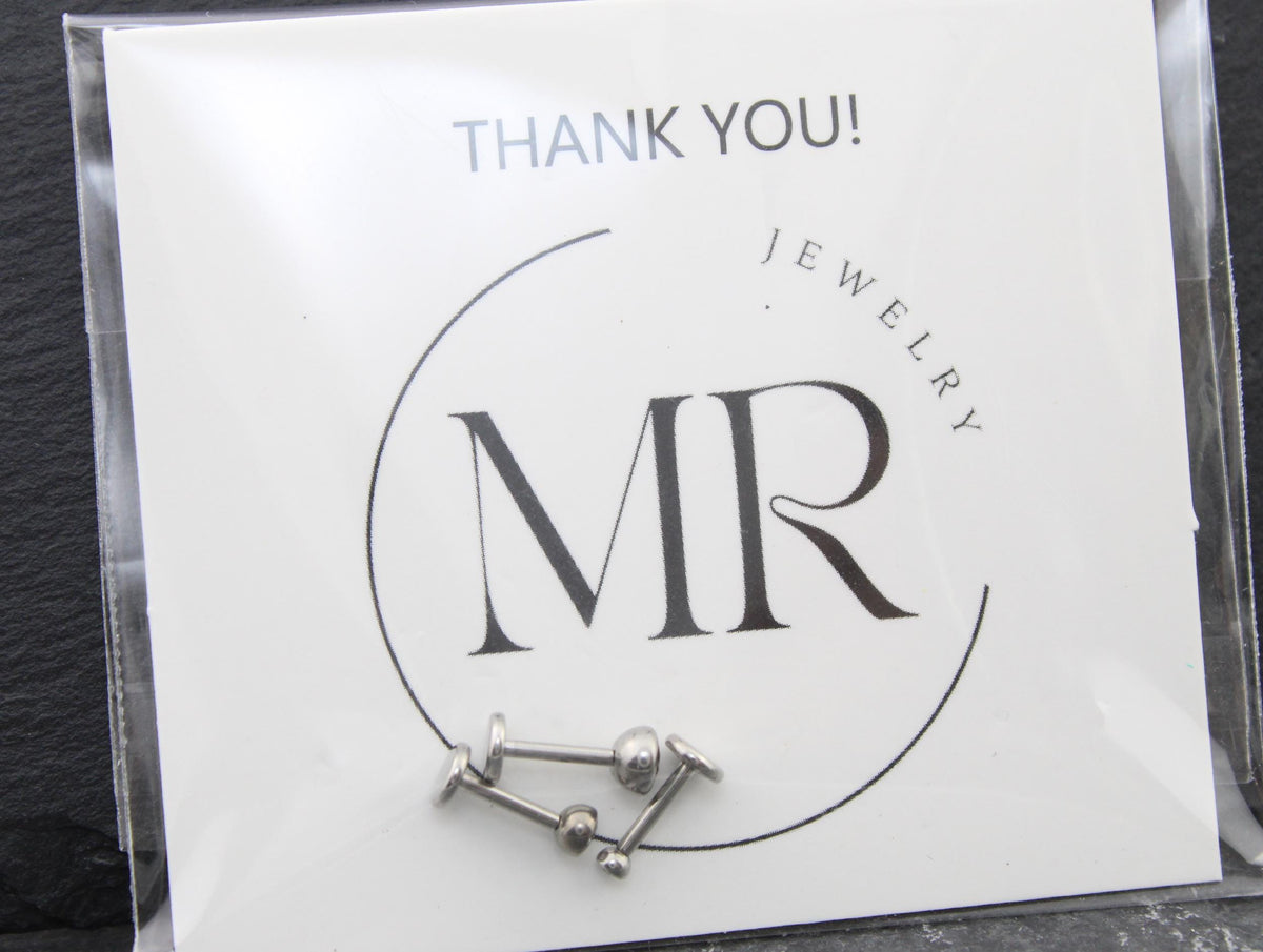 Moissanite Labret Silver Stud Earring, Tragus Earring,  Cartilage Earring, Tragus Piercing Stud, Threadless Push Pin Flat Back Earring Stack