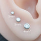 Silver Moissanite Bezel Stud Earring, Clear Tragus Earring,  Cartilage Earring, Tragus Piercing Stud, Threadless Push Pin Flat Back Earring