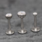 Silver Moissanite Bezel Stud Earring, Clear Tragus Earring,  Cartilage Earring, Tragus Piercing Stud, Threadless Push Pin Flat Back Earring