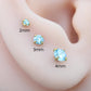 Gold Aqua Threadless Stud Earring • Aqua Stone Nose Ring • Tragus Piercing Stud • Flat Back Earring • Forward Helix Cartilage Stud