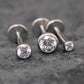 Silver Moissanite Bezel Stud Earring, Clear Tragus Earring,  Cartilage Earring, Tragus Piercing Stud, Threadless Push Pin Flat Back Earring