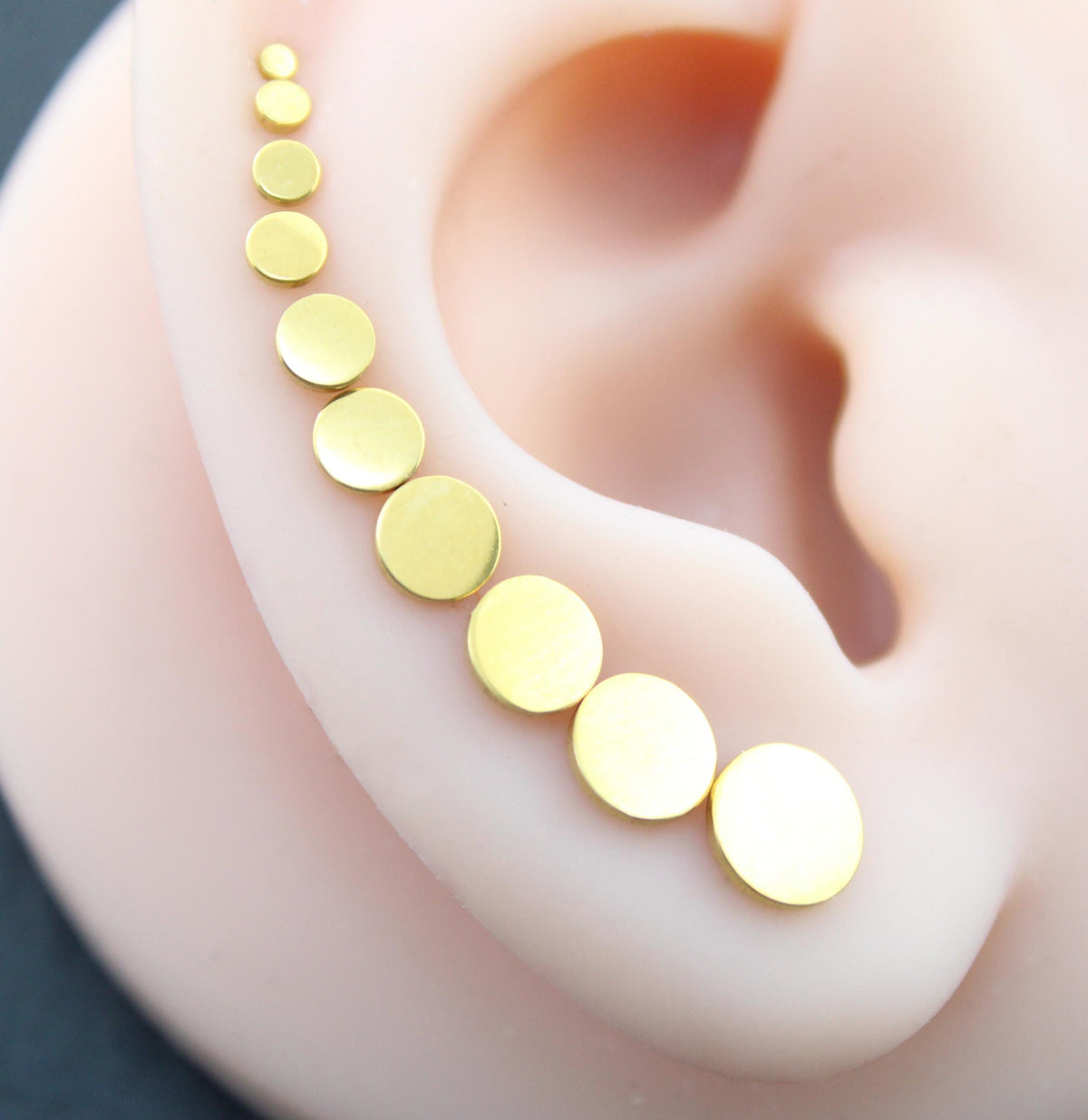Small Flat Disc Circle Labret Stud 16G, 18G, 20G Flatback Threadless Tragus Helix Push Pin Earrings Cartilage Flat Back Gold Tone Nose Stud