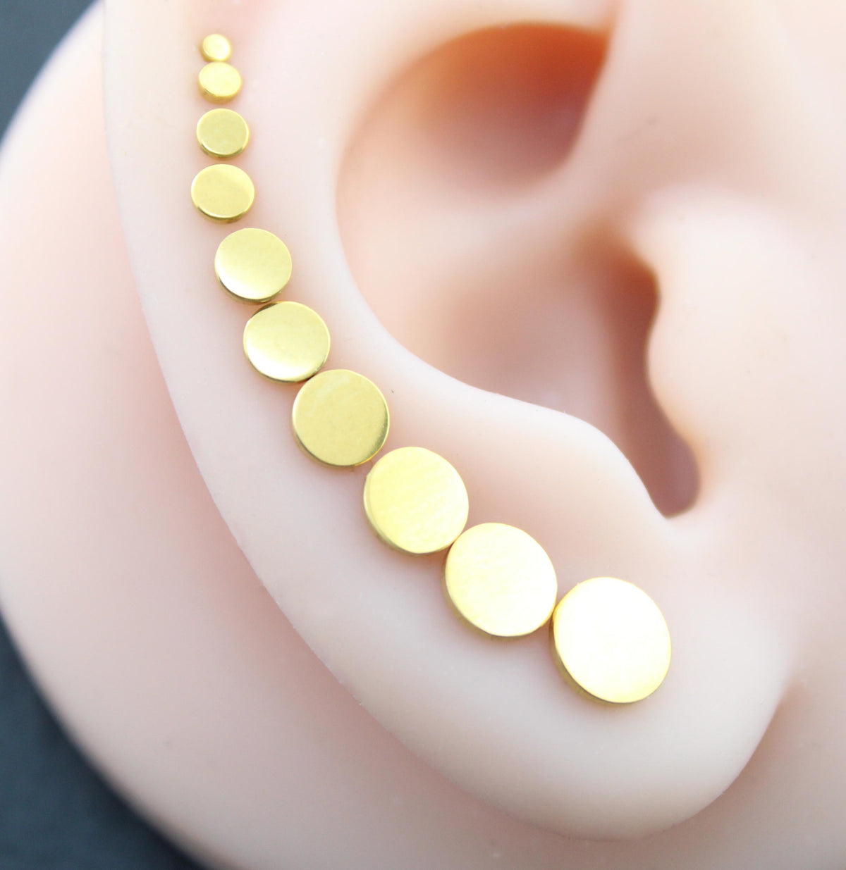 Tiny Flat Silver Stud Earring • Flatback Threadless Tragus Piercing • Helix Push Pin Earrings Cartilage Gold Tone Nose Stud • Earring Stack