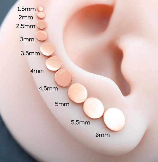 Small Flat Disc Circle Labret Stud • Black Flatback Threadless Earring • Tiny Tragus Earring Piercing Stud • Gold Nose Ring Earring Stack