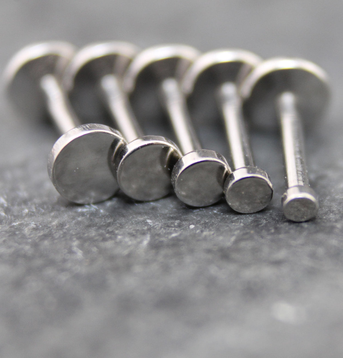 Tiny Flat Silver Stud Earring • Flatback Threadless Tragus Piercing • Helix Push Pin Earrings Cartilage Gold Tone Nose Stud • Earring Stack