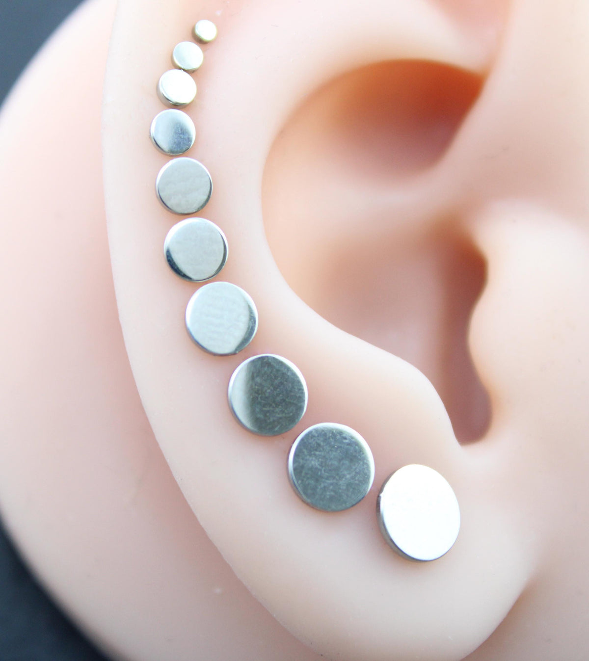 Tiny Flat Silver Stud Earring • Flatback Threadless Tragus Piercing • Helix Push Pin Earrings Cartilage Gold Tone Nose Stud • Earring Stack