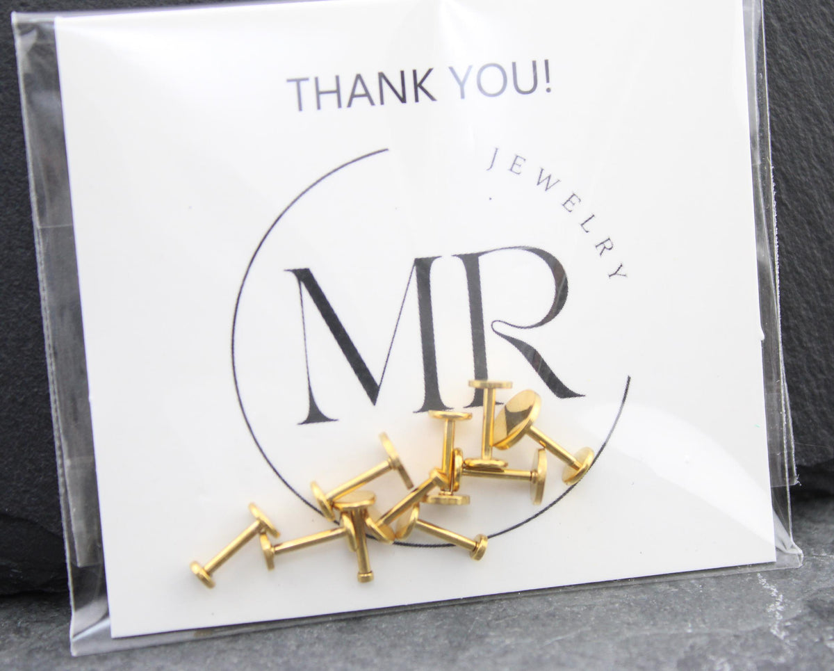 Small Flat Disc Circle Labret Stud 16G, 18G, 20G Flatback Threadless Tragus Helix Push Pin Earrings Cartilage Flat Back Gold Tone Nose Stud