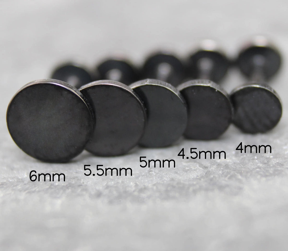 Small Flat Disc Circle Labret Stud • Black Flatback Threadless Earring • Tiny Tragus Earring Piercing Stud • Gold Nose Ring Earring Stack