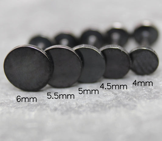 Small Flat Disc Circle Labret Stud • Black Flatback Threadless Earring • Tiny Tragus Earring Piercing Stud • Gold Nose Ring Earring Stack
