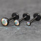 Black AB Cubic Zirconia Threadless Earring -Tiny Black AB Crystal Threadless Flat Back Earring– Tragus, Helix, Nose Stud- Black Nose Stud