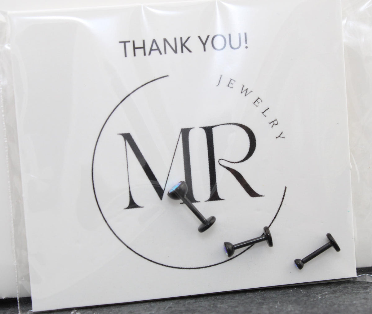 Tiny Black AB Crystal Threadless Flat Back Earring - Tragus Piercing Stud - Labret Stud Earring Stack - Helix Earring - Bezel Set Nose Ring