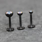 Black AB Cubic Zirconia Threadless Earring -Tiny Black AB Crystal Threadless Flat Back Earring– Tragus, Helix, Nose Stud- Black Nose Stud