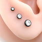 Black Clear Cubic Zirconia Threadless Earring -Tiny Black Clear Stone Tragus Piercing Flat Back Earring, Helix, Nose Stud- Black Nose Stud