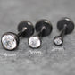 Black Clear Cubic Zirconia Threadless Earring -Tiny Black Clear Stone Tragus Piercing Flat Back Earring, Helix, Nose Stud- Black Nose Stud