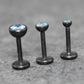 Aqua CZ Threadless Black Earring -Cartilage Aqua Stone Threadless Flat Back Earring Tragus, Helix, Nose Stud- Black Nose Stud - Ear Stacking