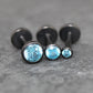 Aqua CZ Threadless Black Earring -Cartilage Aqua Stone Threadless Flat Back Earring Tragus, Helix, Nose Stud- Black Nose Stud - Ear Stacking
