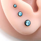 Aqua CZ Threadless Black Earring -Cartilage Aqua Stone Threadless Flat Back Earring Tragus, Helix, Nose Stud- Black Nose Stud - Ear Stacking