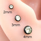 Black Crystal Threadless Flat Back Earring - Light Green Tragus Piercing Stud - Labret Stud Earring Stack - Tiny Gothic Bezel Set Nose Ring
