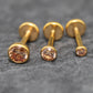 Citrine Gold Threadless Stud Earring • Champagne Stone Nose Ring • Tragus Piercing Stud • Flat Back Earring • Bezel Set Helix Cartilage Stud