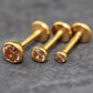 Citrine Gold Threadless Stud Earring • Champagne Stone Nose Ring • Tragus Piercing Stud • Flat Back Earring • Bezel Set Helix Cartilage Stud