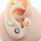 Custom Letter Small Flat Disc Circle Stud Earring • Flatback Threadless Tragus Custom Shape Color Push Pin Earrings Cartilage Flat Back Gold