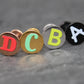 Custom Letter Small Flat Disc Circle Stud Earring • Flatback Threadless Tragus Custom Shape Color Push Pin Earrings Cartilage Flat Back Gold