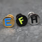 Small Flat Disc Circle Custom Letter Labret Stud • Flatback Threadless Tragus Custom Color Helix Push Pin Earrings Cartilage Flat Back Gold