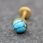 Turquoise Labret Gold Stud Earrings, Gold PVD Threadless Push Pin, Cartilage Piercing Jewelry, Gold Stud Earring Stack, Tragus Piercing Stud