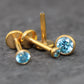 Gold Pink CZ Threadless Flat Back Earring - Tragus Piercing Stud - Labret Stud Earring Stack - Gold Nose Stud - Tiny Bezel Set Nose Ring