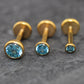 Gold Pink CZ Threadless Flat Back Earring - Tragus Piercing Stud - Labret Stud Earring Stack - Gold Nose Stud - Tiny Bezel Set Nose Ring