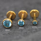 Gold Pink CZ Threadless Flat Back Earring - Tragus Piercing Stud - Labret Stud Earring Stack - Gold Nose Stud - Tiny Bezel Set Nose Ring