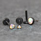 Tiny Black AB Crystal Threadless Flat Back Earring - Tragus Piercing Stud - Labret Stud Earring Stack - Helix Earring - Bezel Set Nose Ring