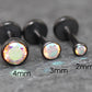 Tiny Black AB Crystal Threadless Flat Back Earring - Tragus Piercing Stud - Labret Stud Earring Stack - Helix Earring - Bezel Set Nose Ring