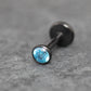 Aqua CZ Threadless Black Earring -Cartilage Aqua Stone Threadless Flat Back Earring Tragus, Helix, Nose Stud- Black Nose Stud - Ear Stacking