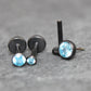 Aqua CZ Threadless Black Earring -Cartilage Aqua Stone Threadless Flat Back Earring Tragus, Helix, Nose Stud- Black Nose Stud - Ear Stacking