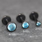 Aqua CZ Threadless Black Earring -Cartilage Aqua Stone Threadless Flat Back Earring Tragus, Helix, Nose Stud- Black Nose Stud - Ear Stacking