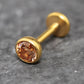 Citrine Gold Threadless Stud Earring • Champagne Stone Nose Ring • Tragus Piercing Stud • Flat Back Earring • Bezel Set Helix Cartilage Stud