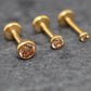 Champagne CZ Gold PVD Stud Earrings • Champagne Stone Nose Ring • Tragus Piercing Stud • Flat Back Earring • Bezel Set Helix Cartilage Stud