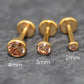 Champagne CZ Gold PVD Stud Earrings • Champagne Stone Nose Ring • Tragus Piercing Stud • Flat Back Earring • Bezel Set Helix Cartilage Stud