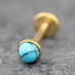 Turquoise Labret Gold Stud Earrings, Gold PVD Threadless Push Pin, Cartilage Piercing Jewelry, Gold Stud Earring Stack, Tragus Piercing Stud
