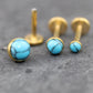 Turquoise Labret Gold Stud Earrings, Gold PVD Threadless Push Pin, Cartilage Piercing Jewelry, Gold Stud Earring Stack, Tragus Piercing Stud