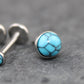Turquoise Labret Silver Stud Earrings, Stainless Threadless Push Pin, Cartilage Piercing Jewelry, Stud Earring Stack, Tragus Piercing Stud