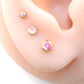 Pink CZ Gold Threadless Flat Back Earring - Cartilage Earring - Labret Stud Earring Stack - Gold Nose Stud - Tiny Bezel Set Nose Ring