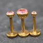 Pink CZ Gold Threadless Flat Back Earring - Cartilage Earring - Labret Stud Earring Stack - Gold Nose Stud - Tiny Bezel Set Nose Ring