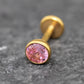 Pink CZ Gold Threadless Flat Back Earring - Cartilage Earring - Labret Stud Earring Stack - Gold Nose Stud - Tiny Bezel Set Nose Ring