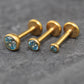Gold Pink CZ Threadless Flat Back Earring - Tragus Piercing Stud - Labret Stud Earring Stack - Gold Nose Stud - Tiny Bezel Set Nose Ring