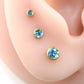 Gold Pink CZ Threadless Flat Back Earring - Tragus Piercing Stud - Labret Stud Earring Stack - Gold Nose Stud - Tiny Bezel Set Nose Ring